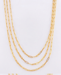 18ct Gold Triple Layer Paperclip Chain Necklace
