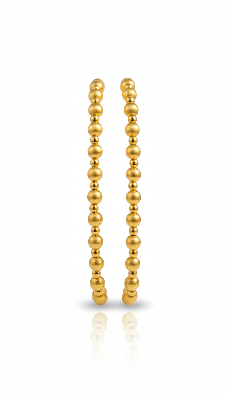 18K Solid Yellow Gold Beaded Stretch Bracelet