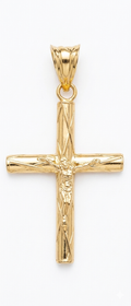 18k Gold Crucifix Pendant –  Hand-Finished Gold Cross ( No Chain)
