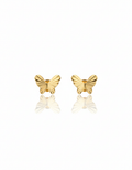 18K Solid Gold Textured Butterfly Stud Earrings
