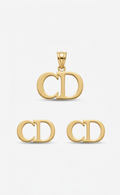 18k Gold Essential "CD" Pendant & Stud Earring Set