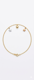 18ct Yellow Gold Star & Heart Charm Anklet