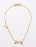 18K Yellow Gold "Love" Script & Heart Station Necklace