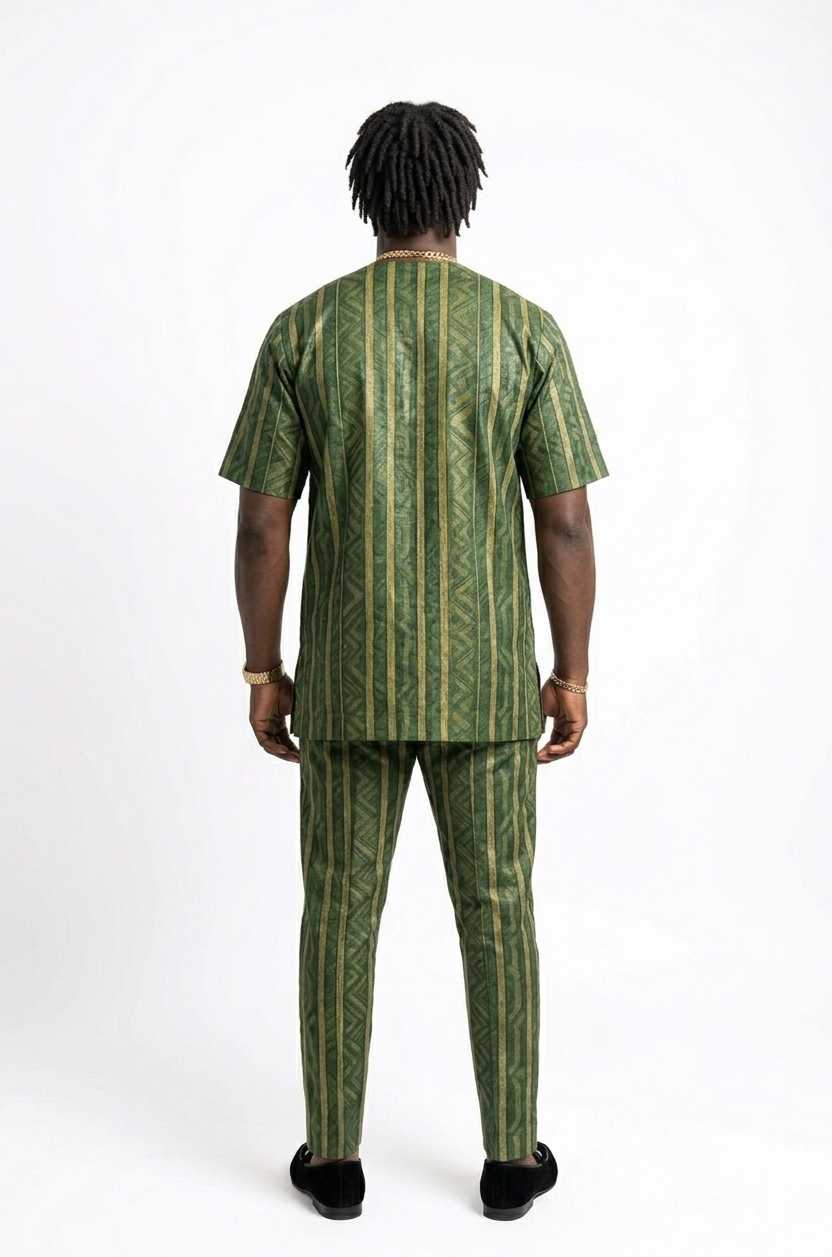 The Royal Adire Executive Set – Forest Green & Gold