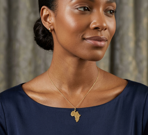 18ct Gold Africa Map Pendant – UK Hallmarked