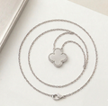 18k White Gold Mother of Pearl Clover Necklace