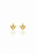 18K Solid Gold Triple Leaf Petal Stud Earrings