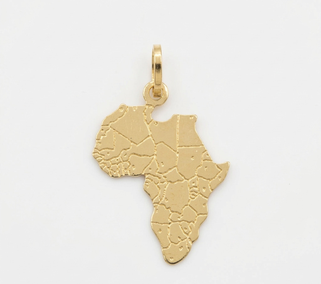18ct Gold Africa Map Pendant – UK Hallmarked