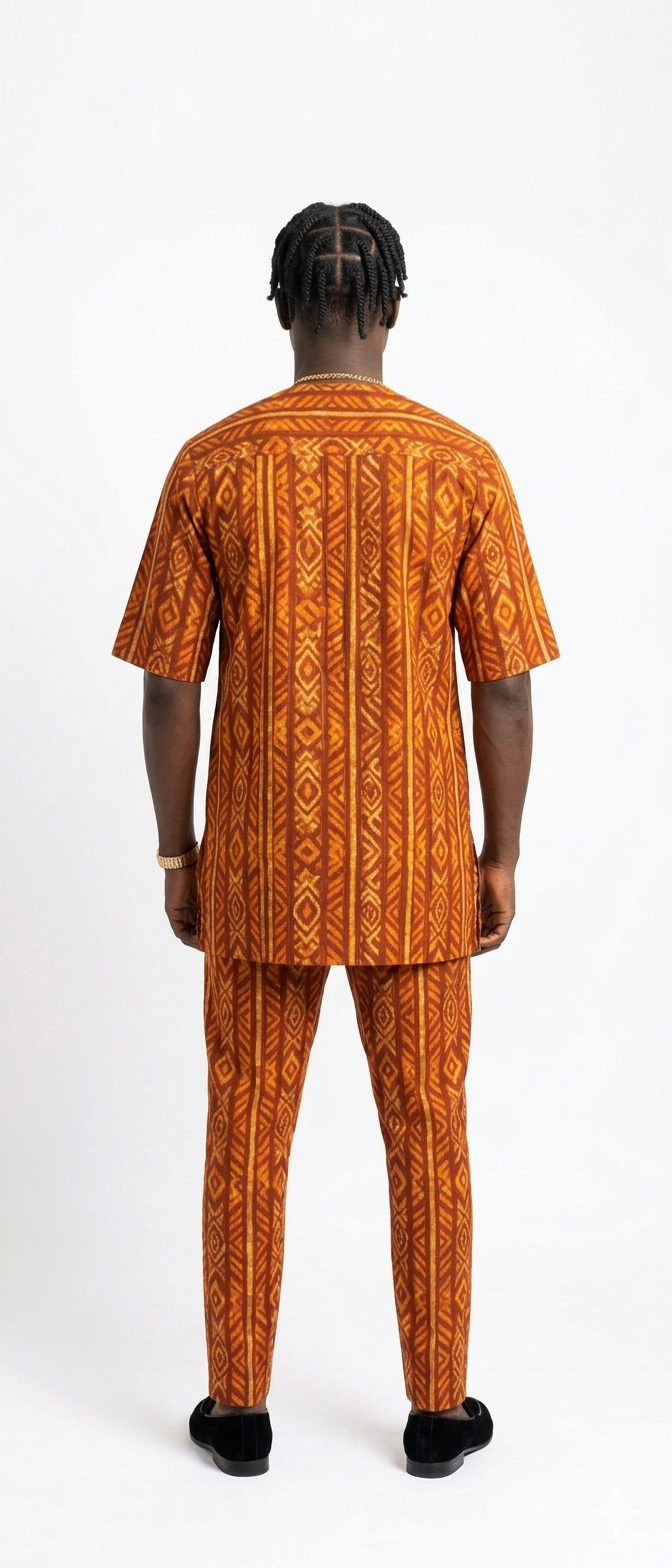 The Heritage Adire Executive Set – Burnt Orange & Ochre