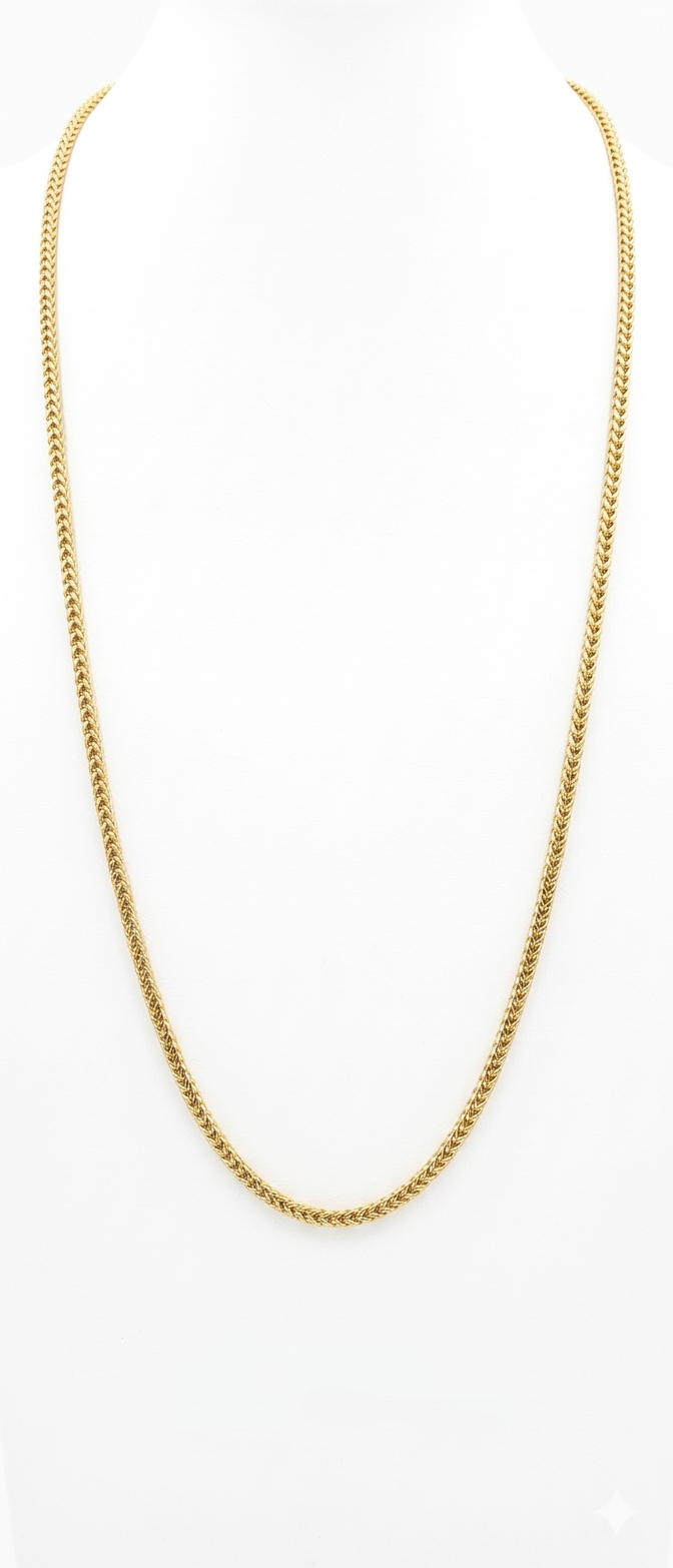 18 Inch Solid 18k Gold Franco Chain Necklace – UK Hallmarked | 2.6g–2.67g | Luxury Minimalist Chain