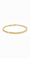 18K Solid Gold Unisex Figaro Link Bracelet