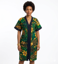 Tropical Bloom V-Neck Shift Dress in Ankara Print