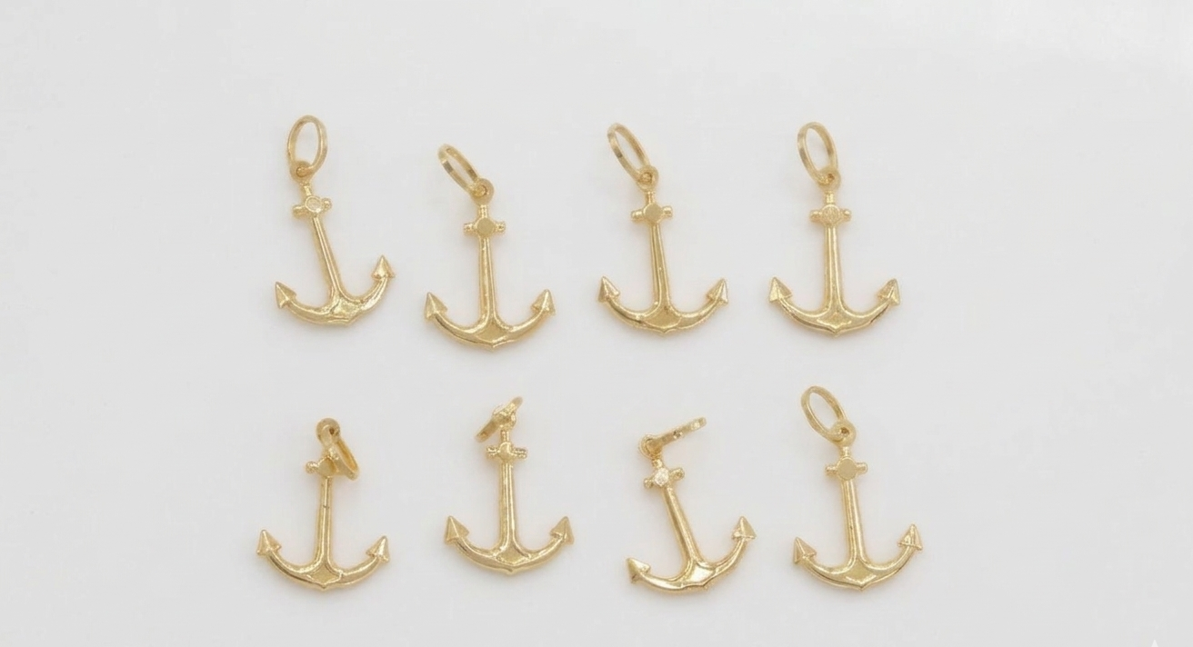 18K Yellow Gold Anchor Pendant (No Chain)