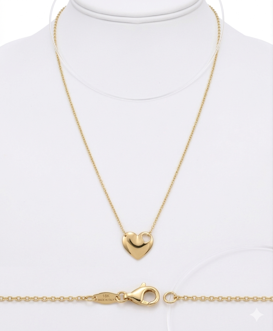 18K Yellow Gold Cut-Out Heart Pendant Necklace