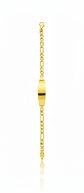 18K Solid Gold Kids' Figaro ID Bracelet (5.5")