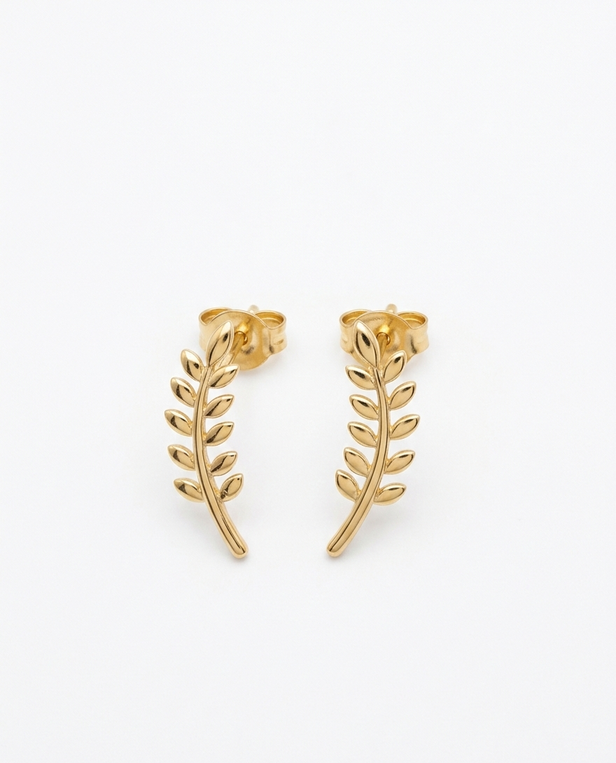 18ct Olive Leaf Climber Earrings