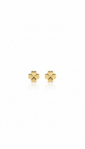 18K Solid Gold Four-Leaf Clover Stud Earrings
