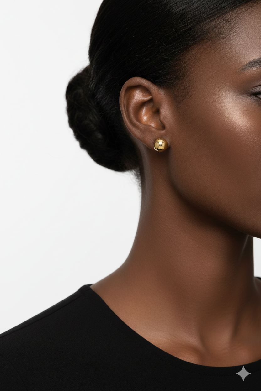 18K Solid Gold High-Polish Ball Stud Earrings