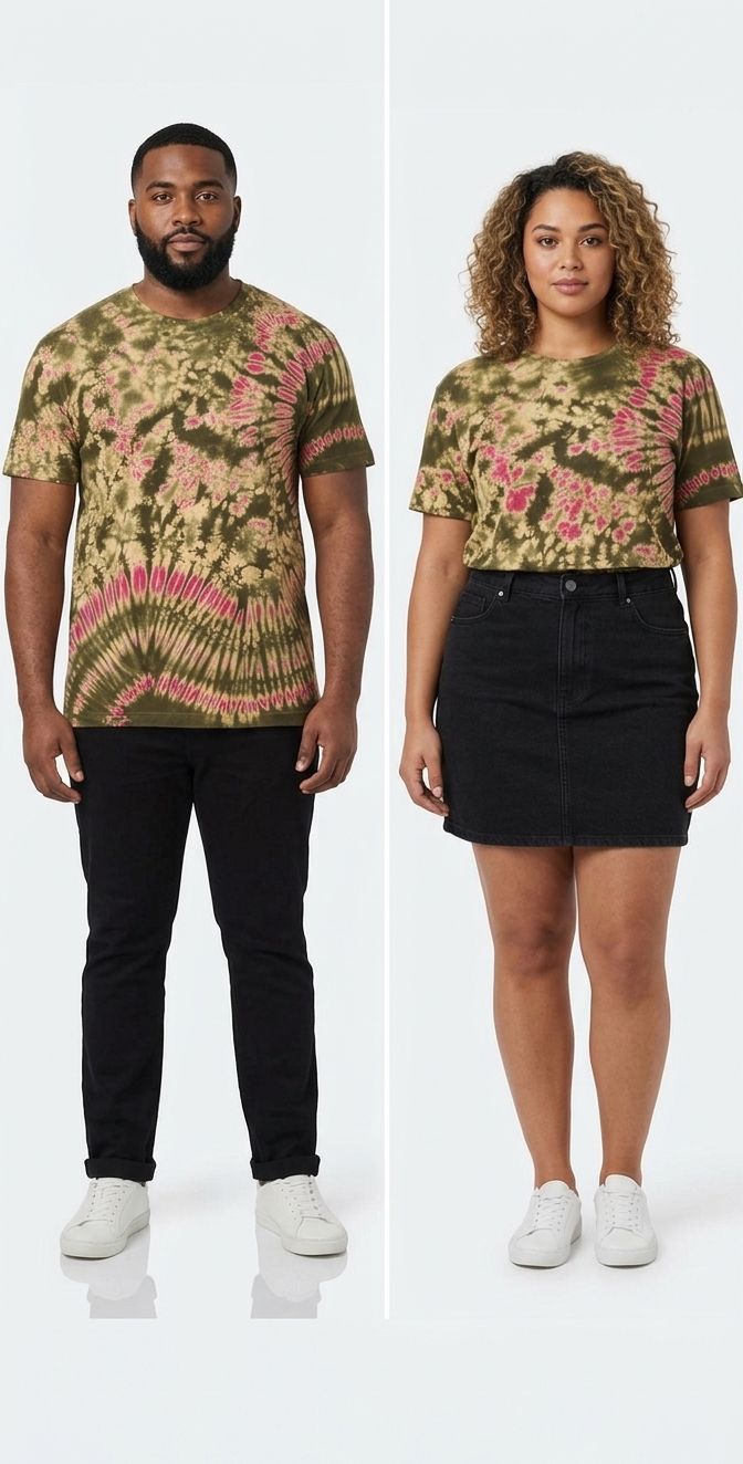 XXL Oversized Tie-Dye Tee - Earth & Sky