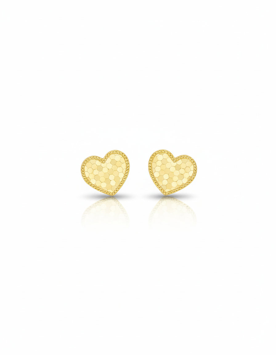18ct Solid Gold Heart Studs – Two Exquisite Variants