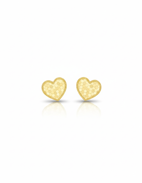 18ct Solid Gold Heart Studs – Two Exquisite Variants