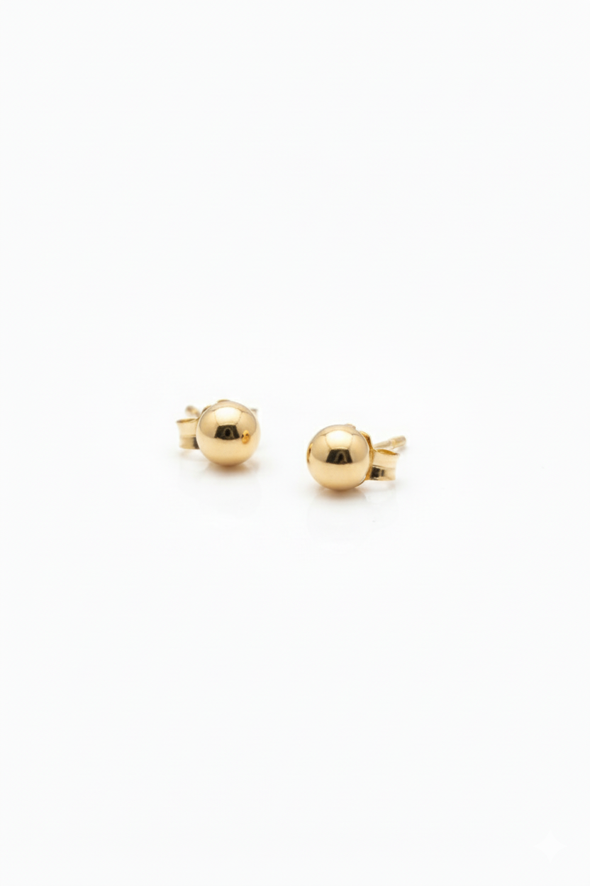 18K Solid Gold High-Polish Ball Stud Earrings