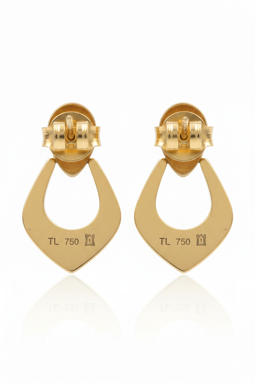 18K Solid Gold Sculptural Drop Earrings