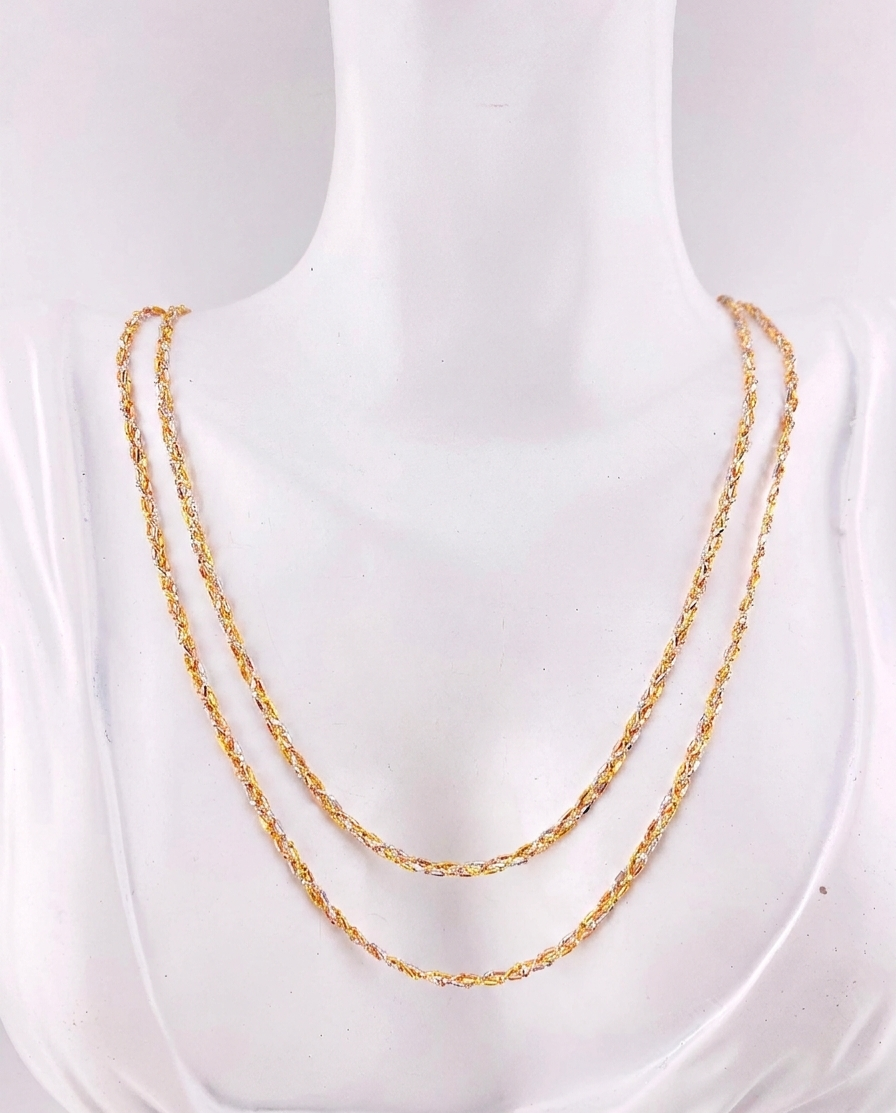 Luxury Yellow & Tri-Tone Gold Twisted Rope Chain Necklace
