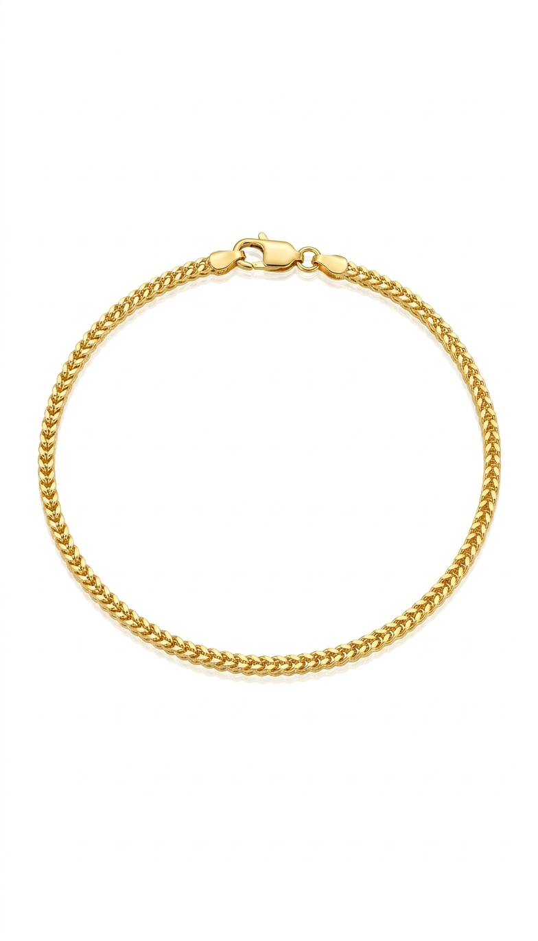 18K Yellow Gold 10" Franco Link Anklet