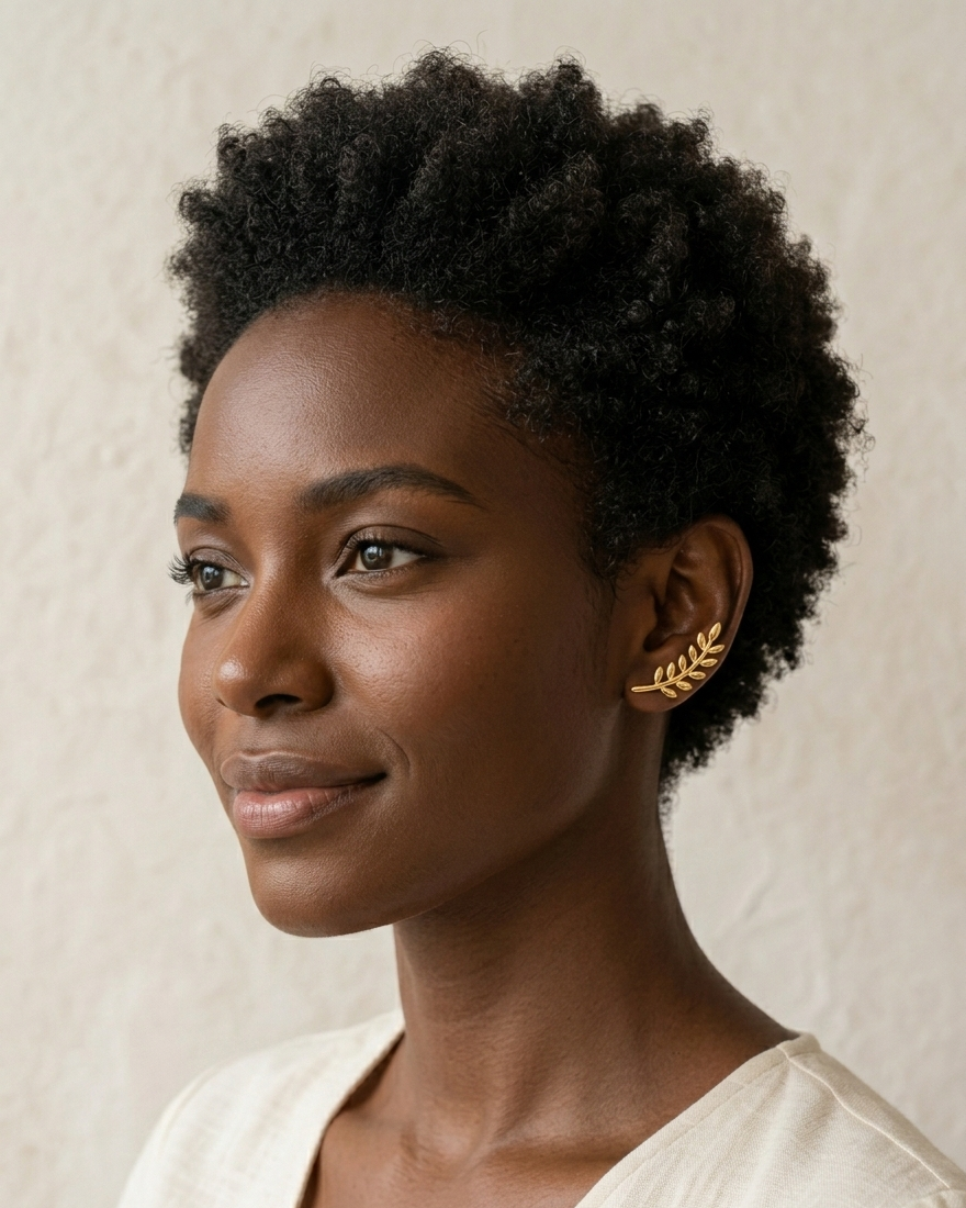 18ct Olive Leaf Climber Earrings