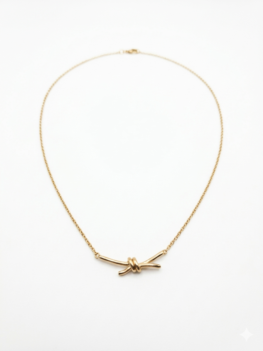 18K Gold Minimalist Love Knot Necklace