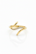 18K Solid Gold Wave Bypass Diamond Accent Ring