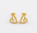 18ct Yellow Gold Open Heart Stud Earrings