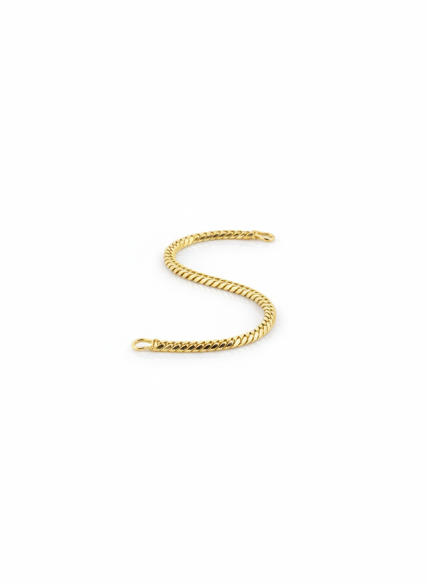 18K Solid Gold Herringbone Flat Snake Chain Bracelet