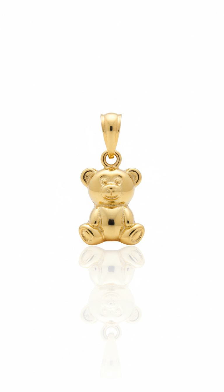 18K Solid Gold Teddy Bear Pendant ( No Chain)