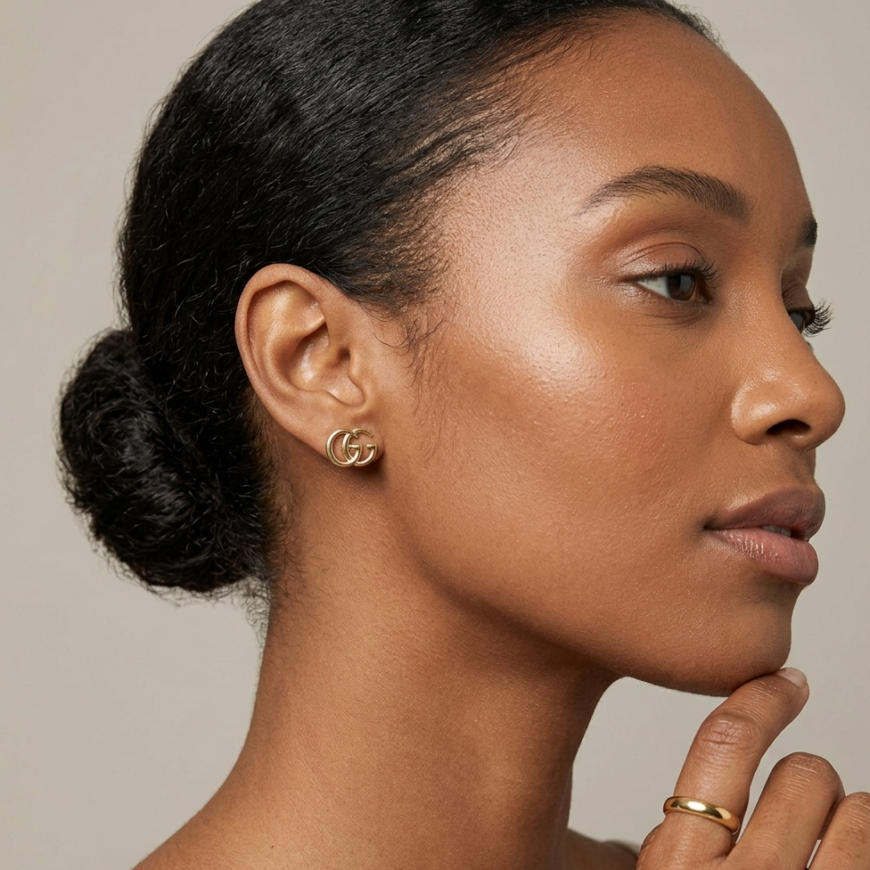 18k Gold Interlocking Double Stud Earrings