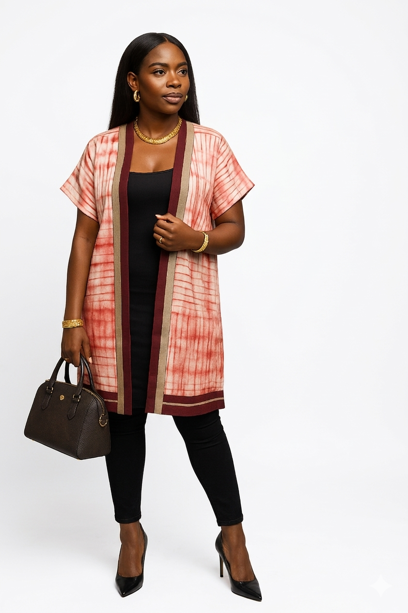 Adunni Hand-Dyed Oversized Kimono – Pink & Wine (One Size)