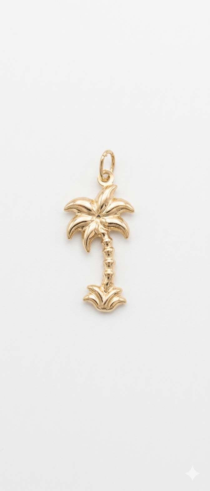 Solid 18ct Yellow Gold Palm Tree Pendant ( No Necklace)
