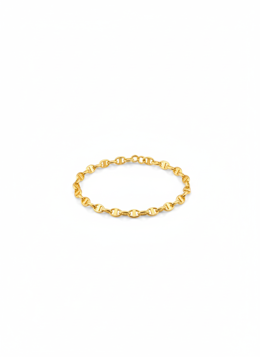 18K Solid Gold Mariner Link Bracelet