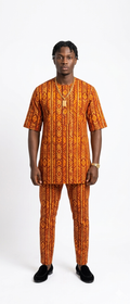 The Heritage Adire Executive Set – Burnt Orange & Ochre