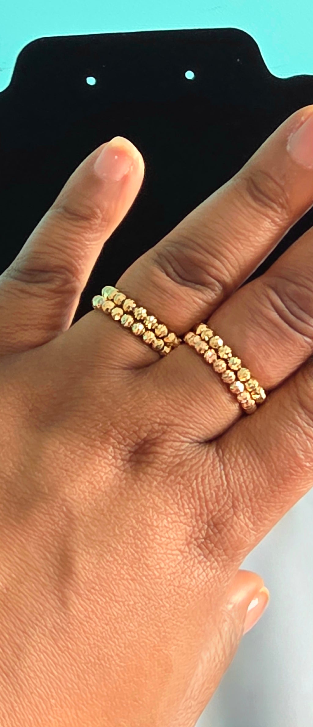 18K Diamond-Cut Stacking Rings