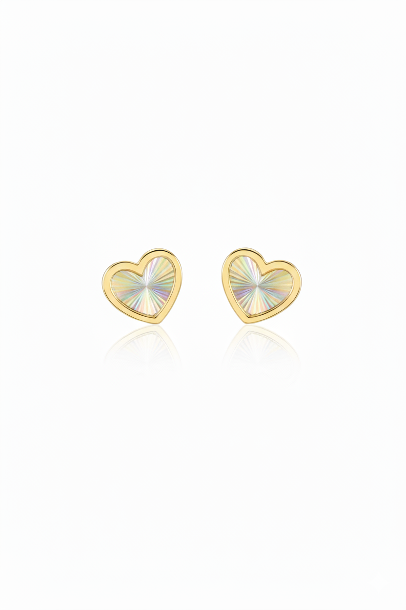 18ct Solid Gold Heart Studs – Two Exquisite Variants