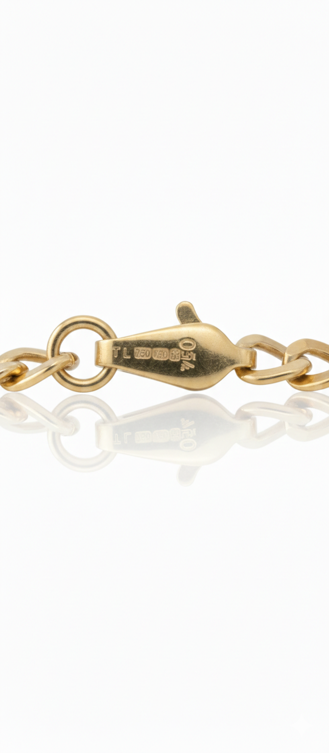 18K Solid Gold Slim Curb Link Bracelet