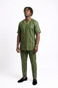 The Royal Adire Executive Set – Forest Green & Gold