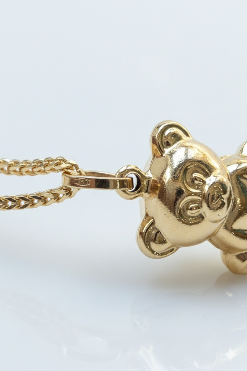 18K Solid Gold Teddy Bear Pendant ( No Chain)