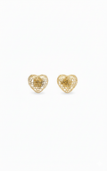18K Gold Filigree Heart Stud Earrings