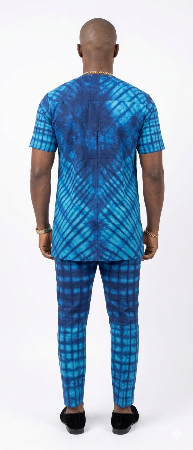 The Indigo Diamond Adire Executive Set – Electric Blue