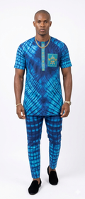 The Indigo Diamond Adire Executive Set – Electric Blue