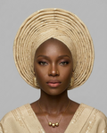 Elegant Pre-Tied Sequin Gele - Shimmering Editorial Edition