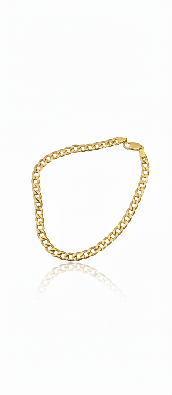 18K Solid Gold Bold Curb Link Bracelet